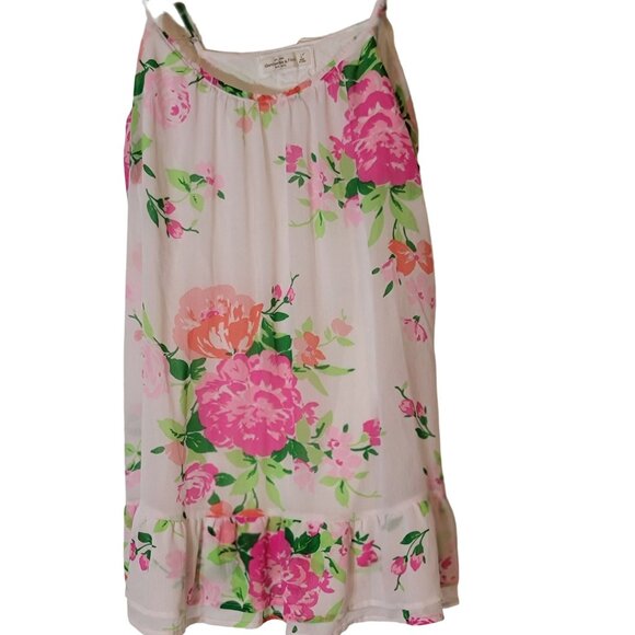 Abercrombie & Fitch Tunic‎ Top Size Large Polyester Floral Outer Cotton Lined - Picture 1 of 4